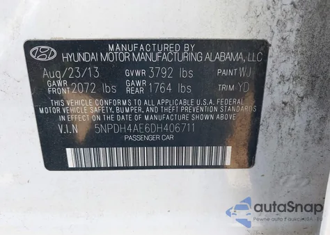 2013 Hyundai Elantra Gls из США, поврежденный, VIN 5NPDH4AE6DH406711